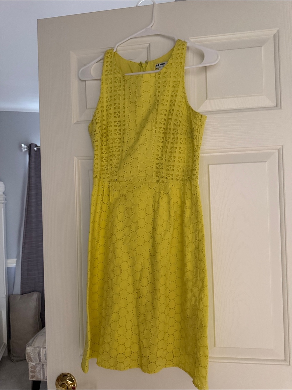 Old Navy Yellow Eyelet Midi Dress